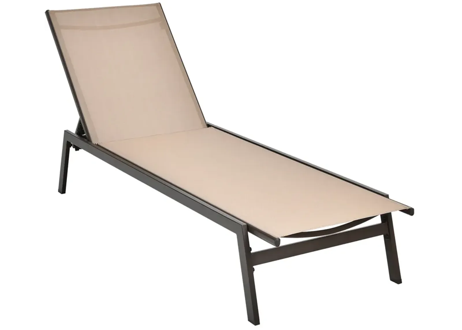 Outdoor Reclining Chaise Lounge Chair with 6-Position Adjustable Back