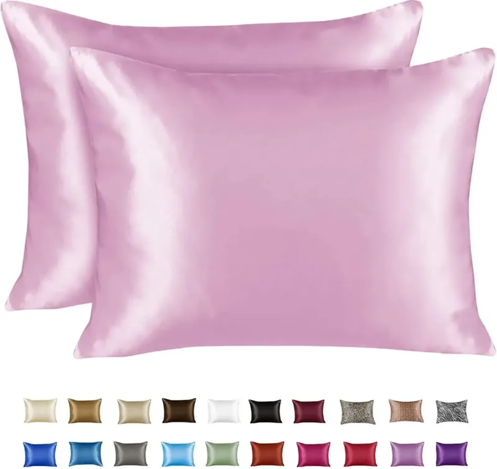 Satin Pillow Case with Zipper - Luxury Pillow Cover (Pillowcase Set of 2)