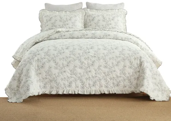 Marcielo 3-Piece 100% Cotton Oversized Ruffle Bedspread Coverlet Set Lightweight Quilt Set King