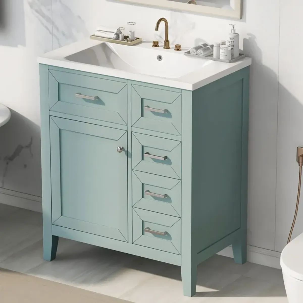 P PURLOVE Bathroom Furniture Vanity with Sink Combo