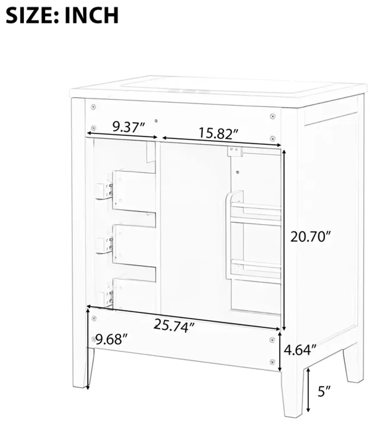 P PURLOVE Bathroom Furniture Vanity with Sink Combo