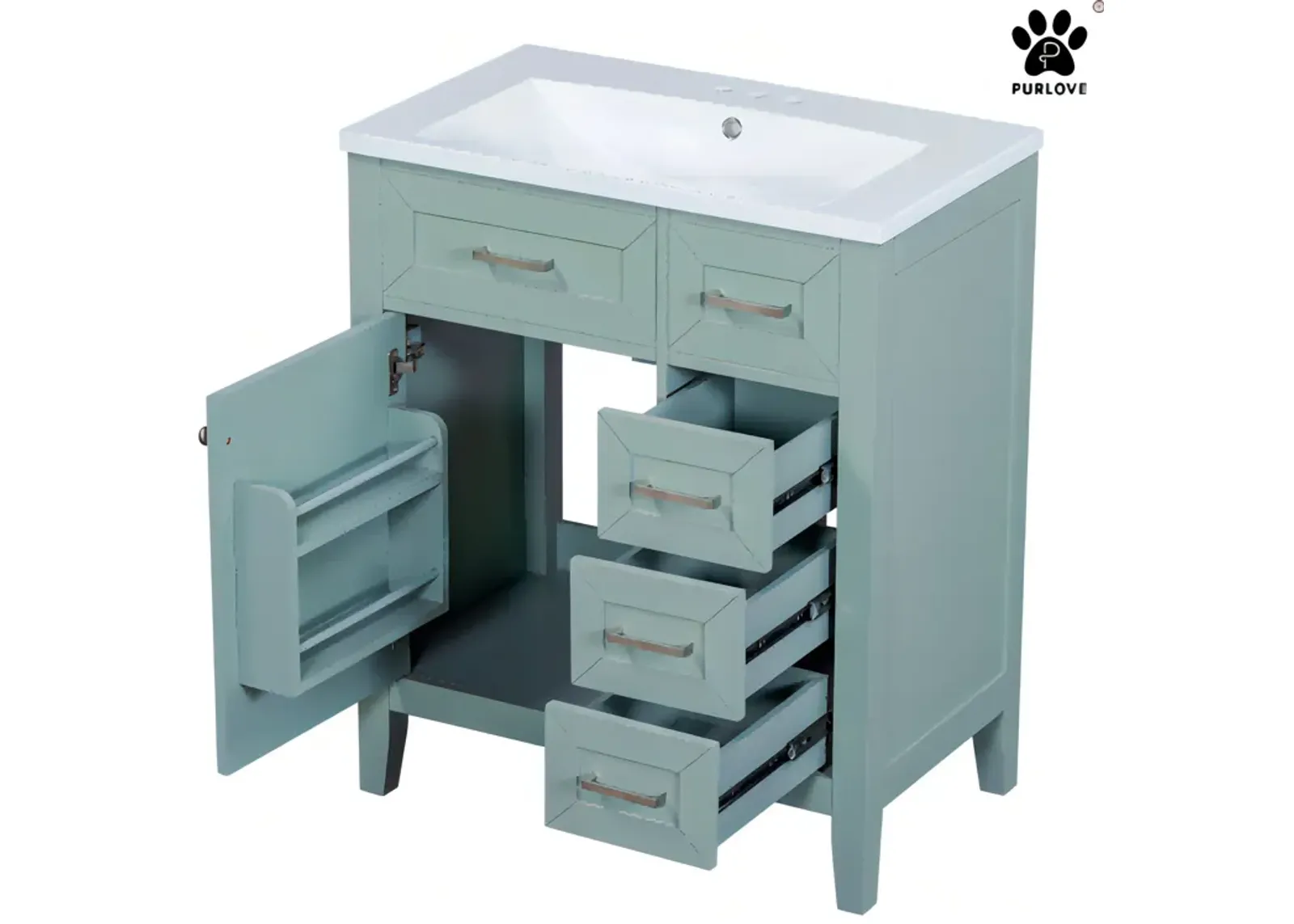 P PURLOVE Bathroom Furniture Vanity with Sink Combo