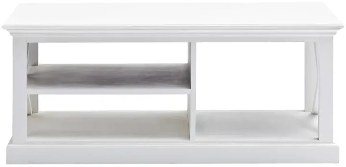 47 White Solid Wood Rectangular Coffee Table With Three Shelves