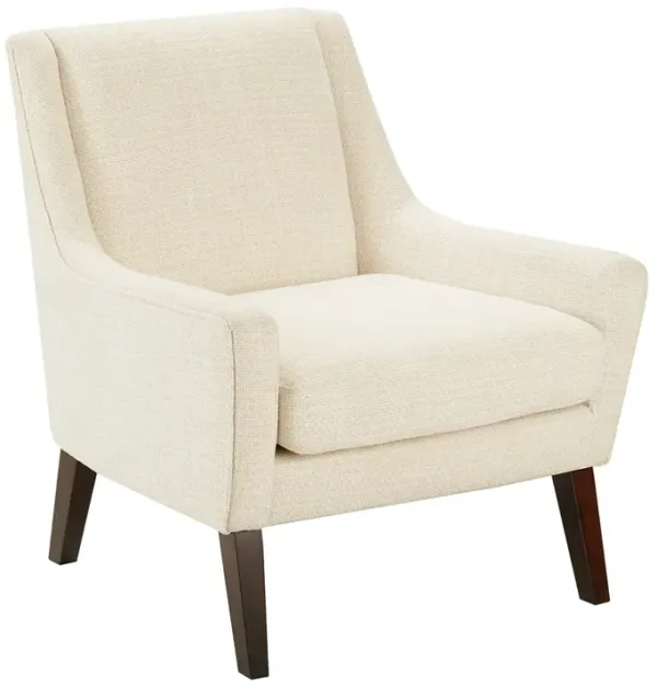 Gracie Mills Barker Morocco Wood Finish Accent Chair with Cream Fabric