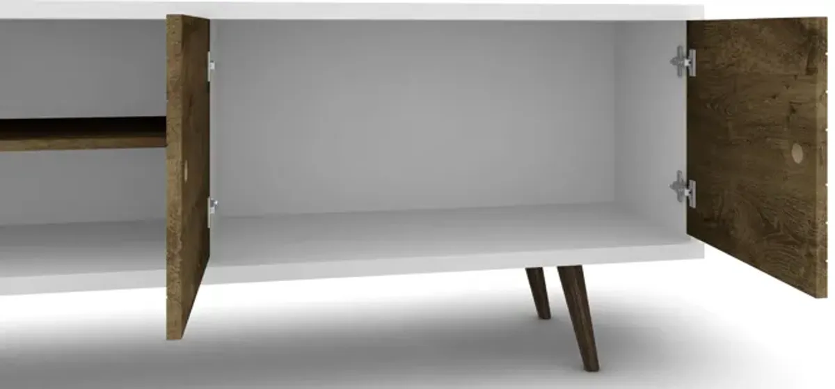 Liberty Large TV Stand in White and Brown