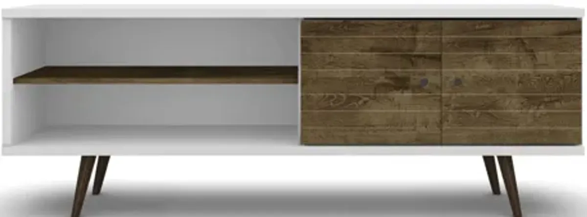 Liberty Large TV Stand in White and Brown
