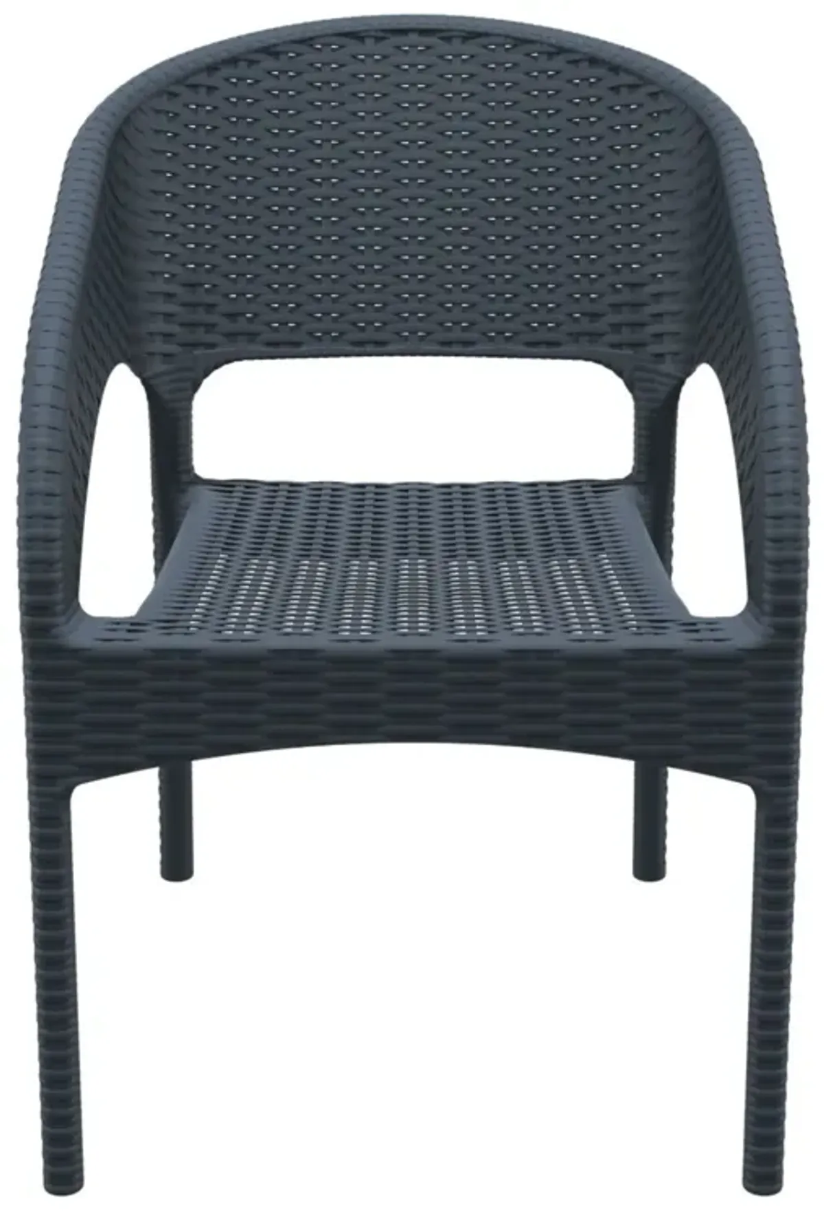 32" Gray Wickerlook Patio Stackable Dining Arm Chair