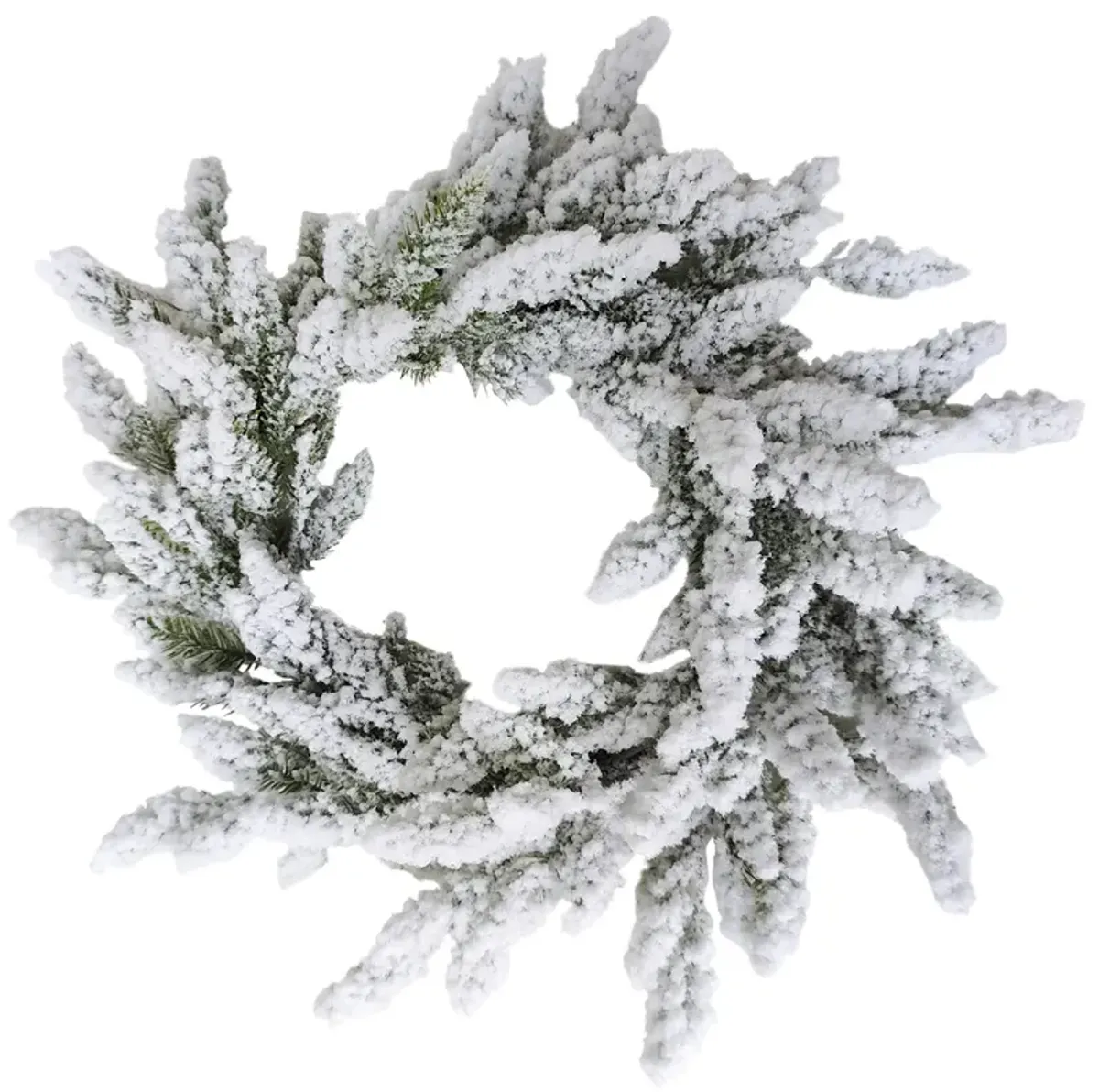 Heavily Flocked Artificial Pine Christmas Wreath  16.5-Inch  Unlit