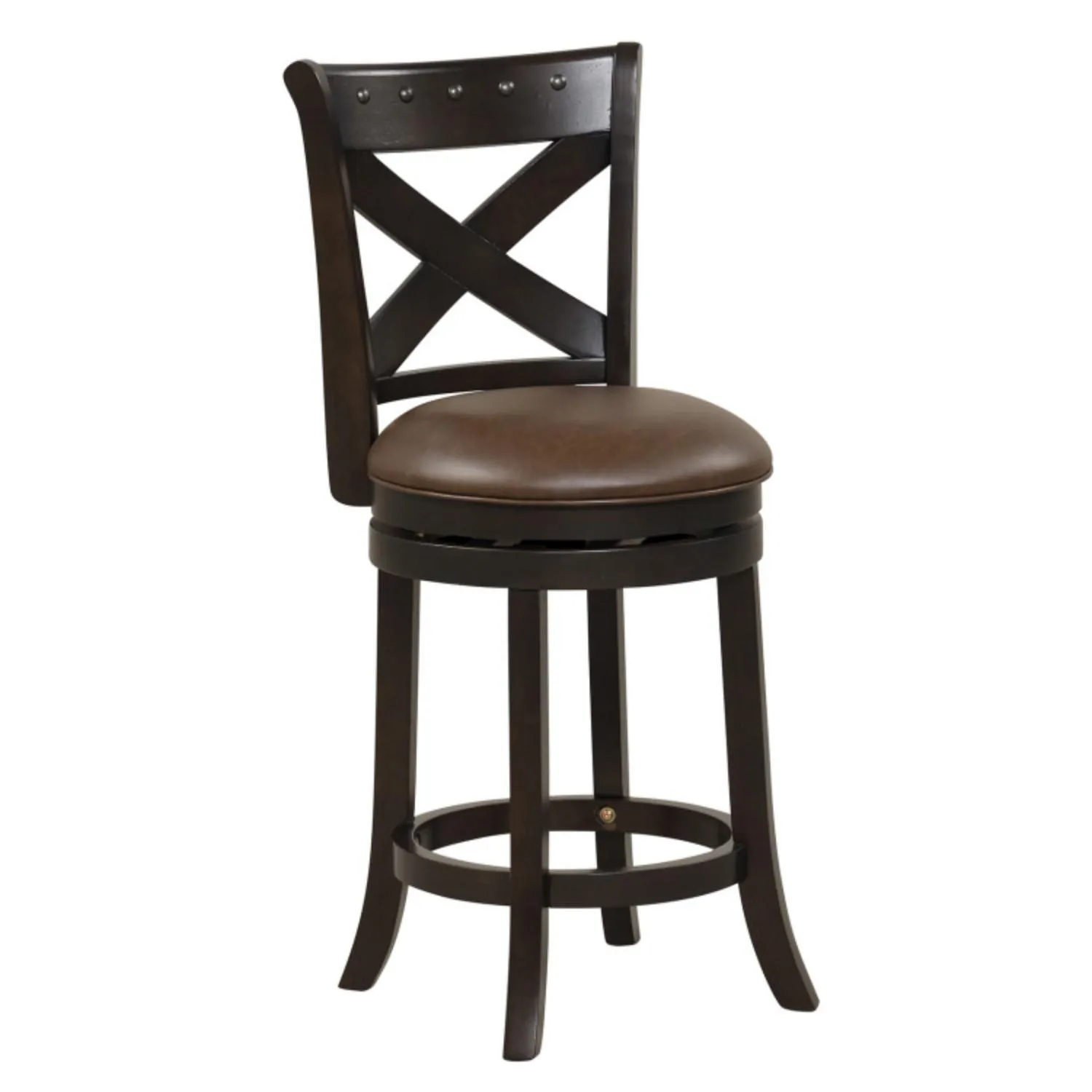 Hivvago 26"/31" Swivel Bar Stool with Curved Backrest PU Leather Seat and Footrest