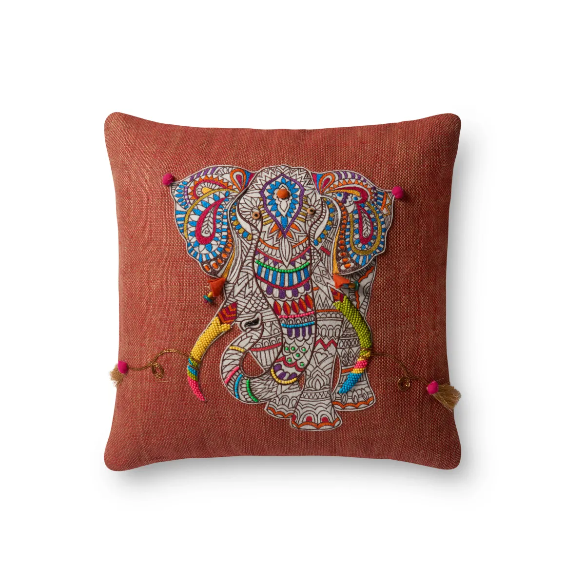 P0492 Rust/Multi 18"x18" Down Pillow