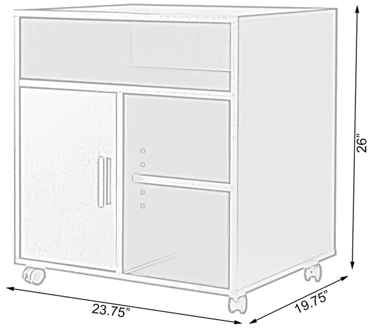 Printer Kitchen Office Storage Stand With Casters, White