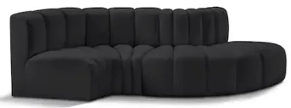 Meridian Furniture Arc Black Vegan Leather Modular Sofa