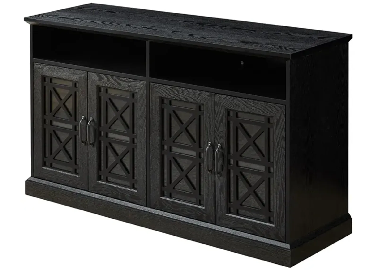 53" TV Console/Storage Buffet Cabinet/Sideboard, Black- Wood Grain Finish