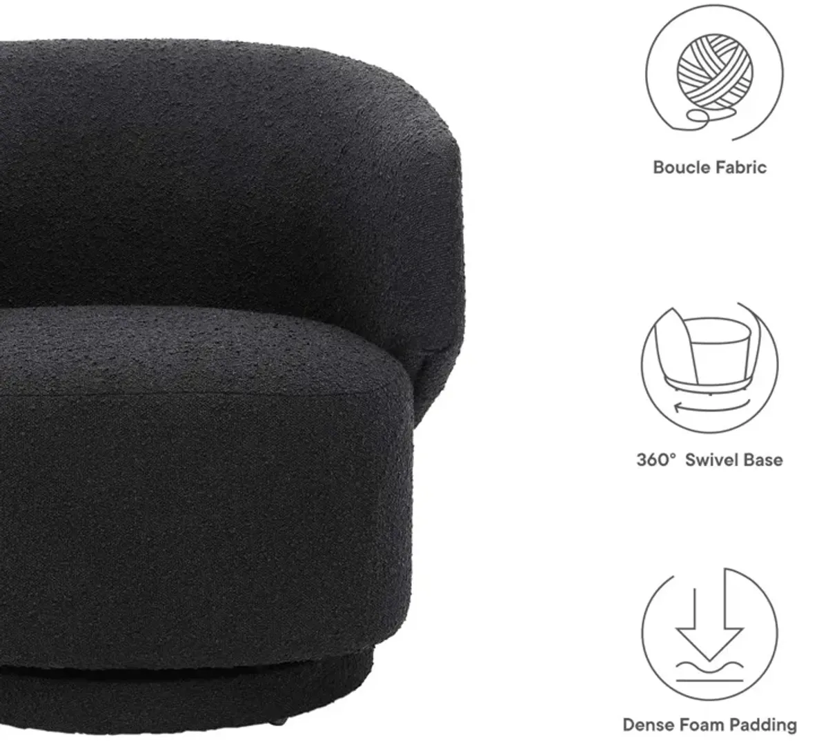 Celestia Boucle Fabric Fabric and Wood Swivel Chair