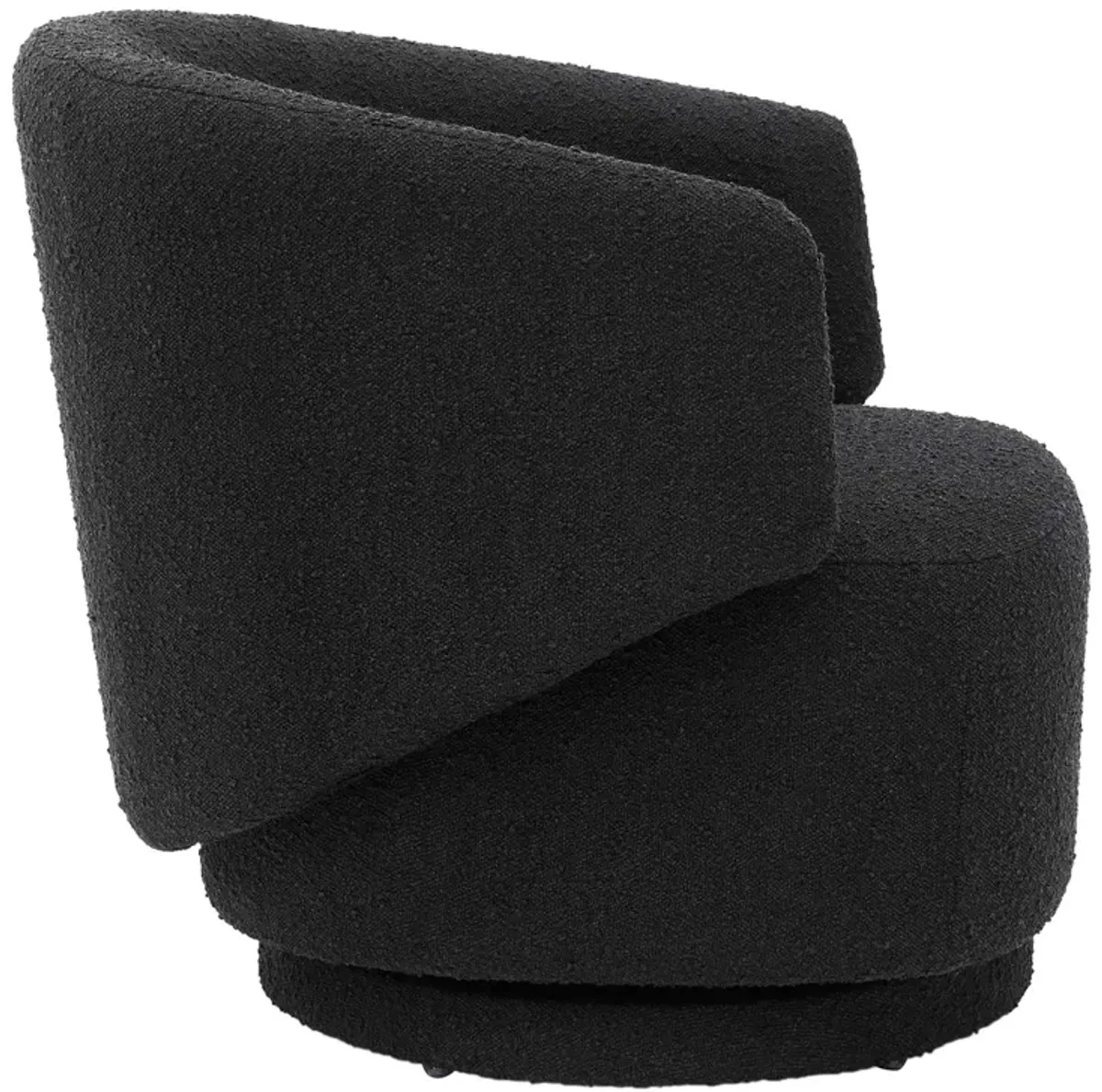 Celestia Boucle Fabric Fabric and Wood Swivel Chair