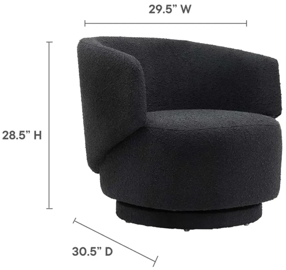 Celestia Boucle Fabric Fabric and Wood Swivel Chair