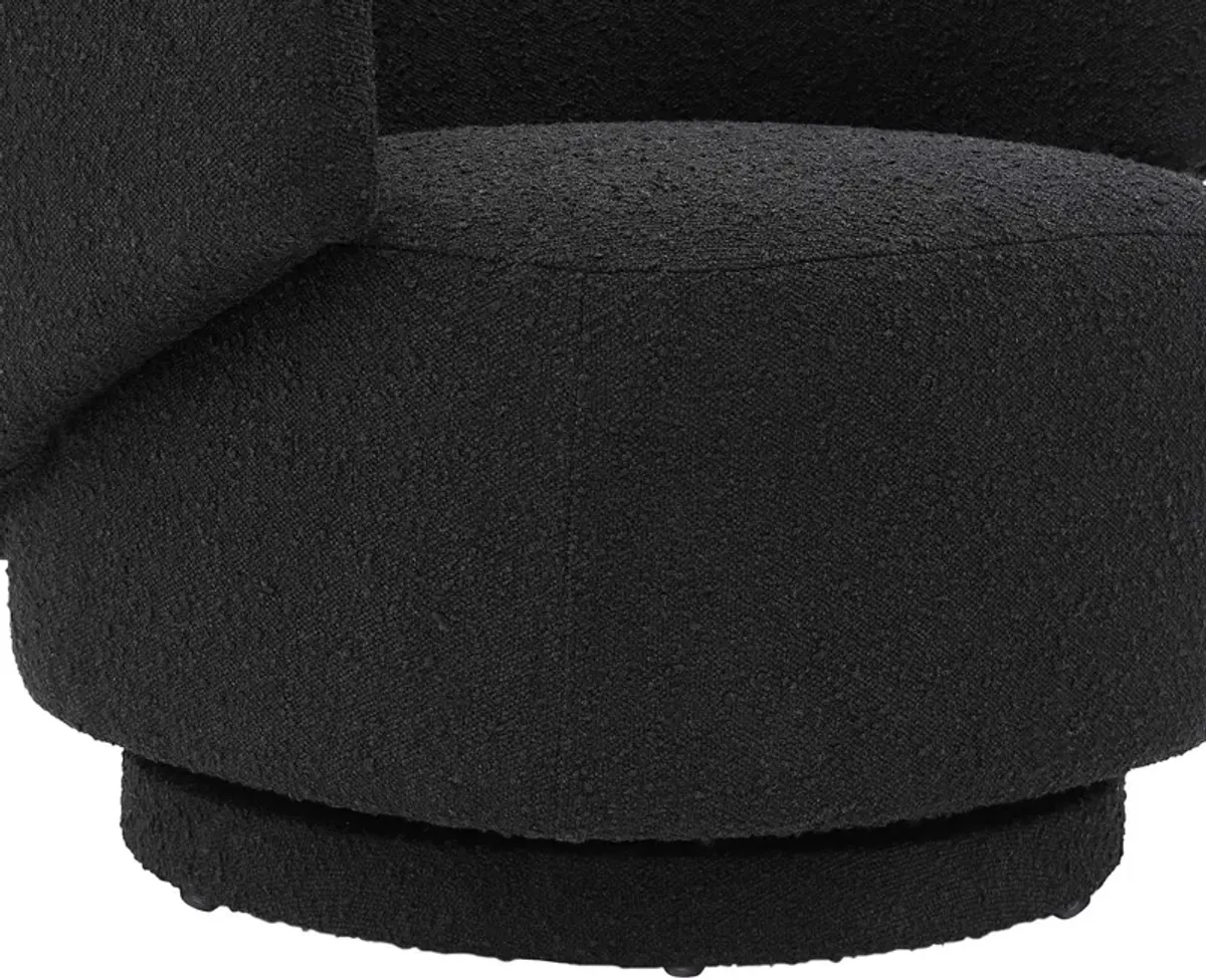 Celestia Boucle Fabric Fabric and Wood Swivel Chair