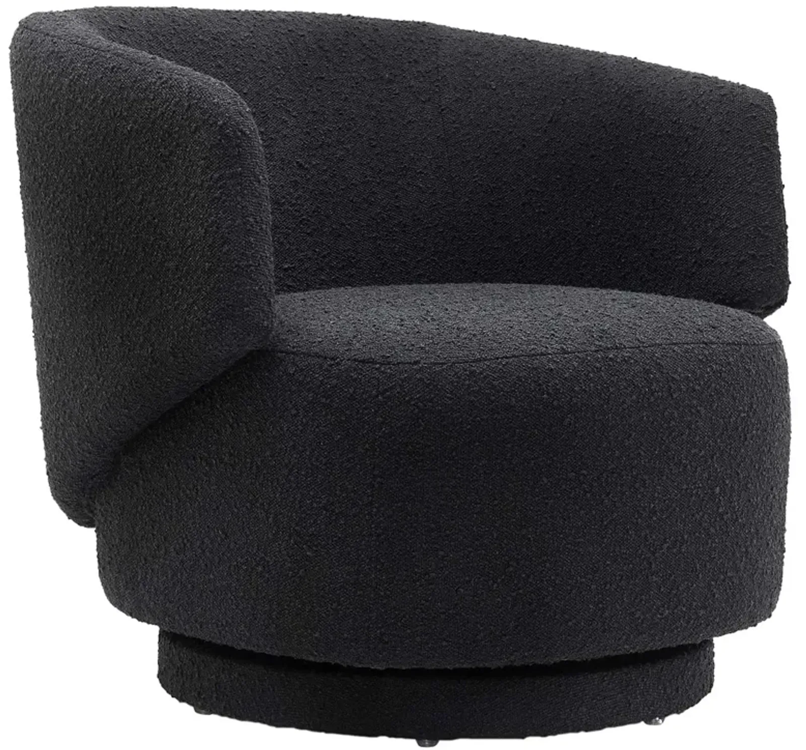 Celestia Boucle Fabric Fabric and Wood Swivel Chair