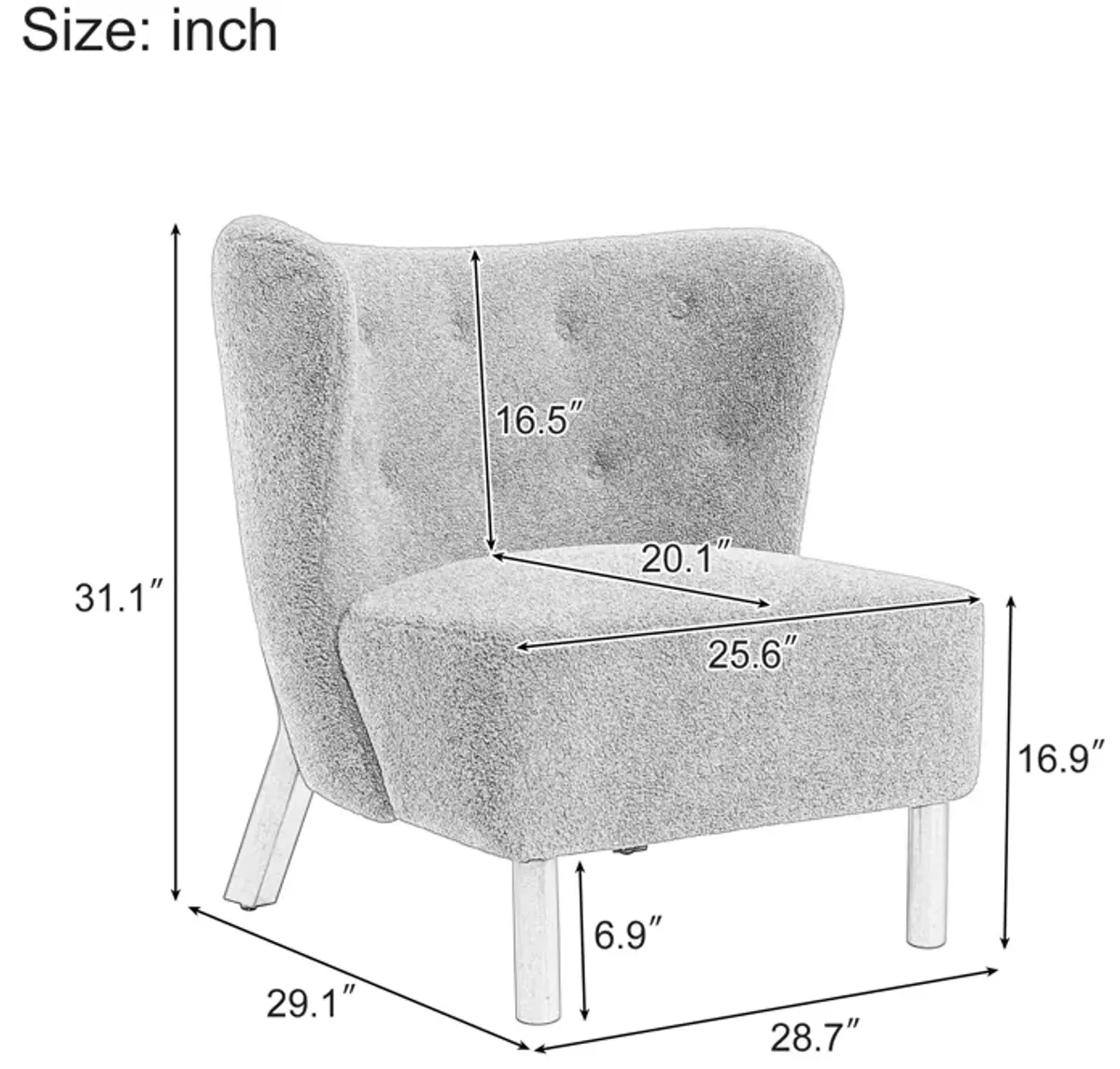 Gewnee  Upholstered Accent Chair Reading Chair Lambskin Sherpa Single Sofa, Cream