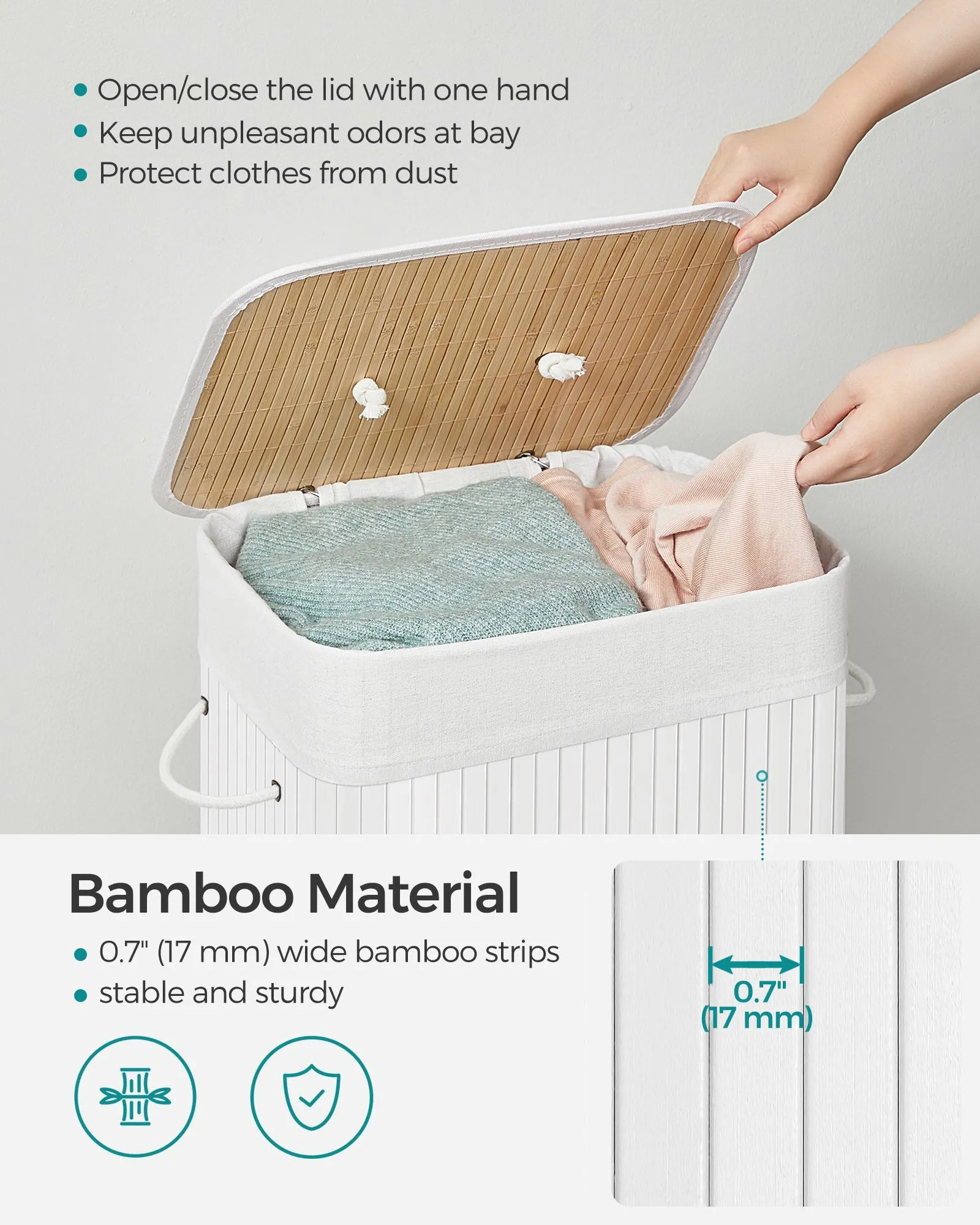 Bamboo Foldable Laundry Hamper – Storage Box for Dirty Clothes