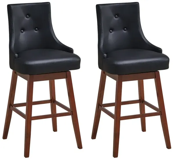 2 Pieces 29 Inch Pub Height Swivel Upholstered Bar Stools with Wood Legs-29 inches