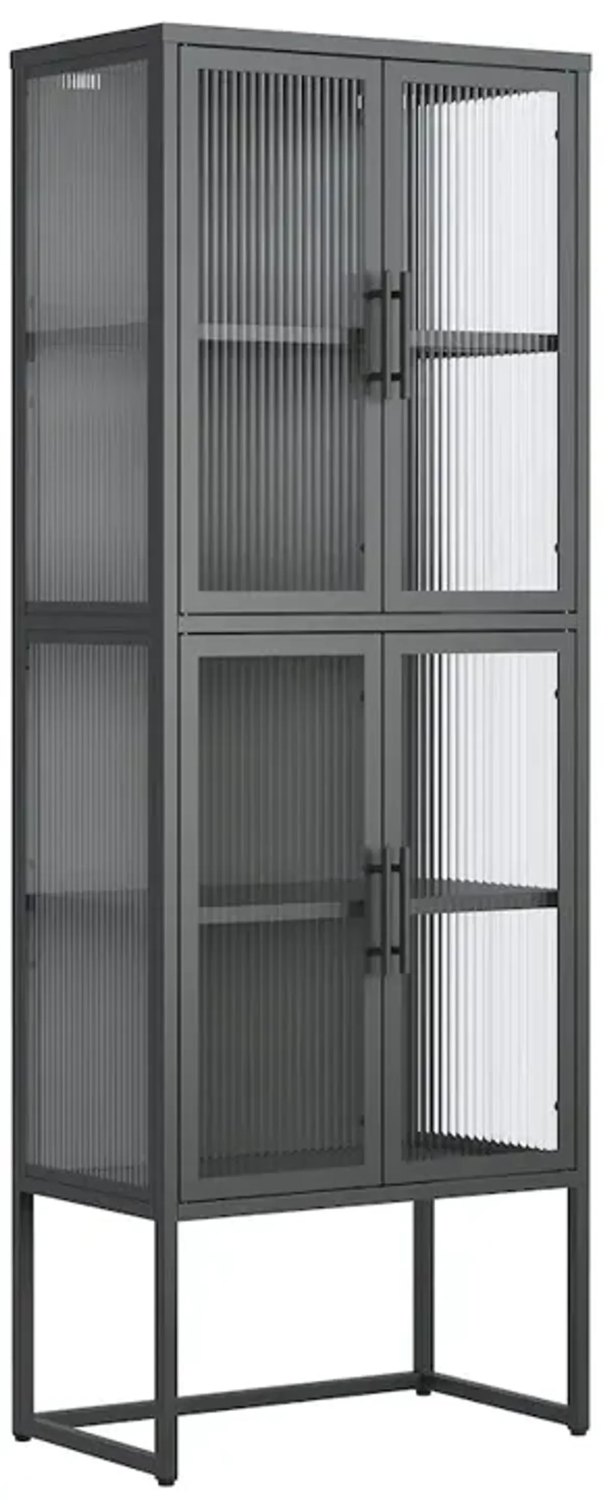 Glamour Home Benvolio 65.35-inch Black Four Door Storage Cabinet with Fluted Clear Doors