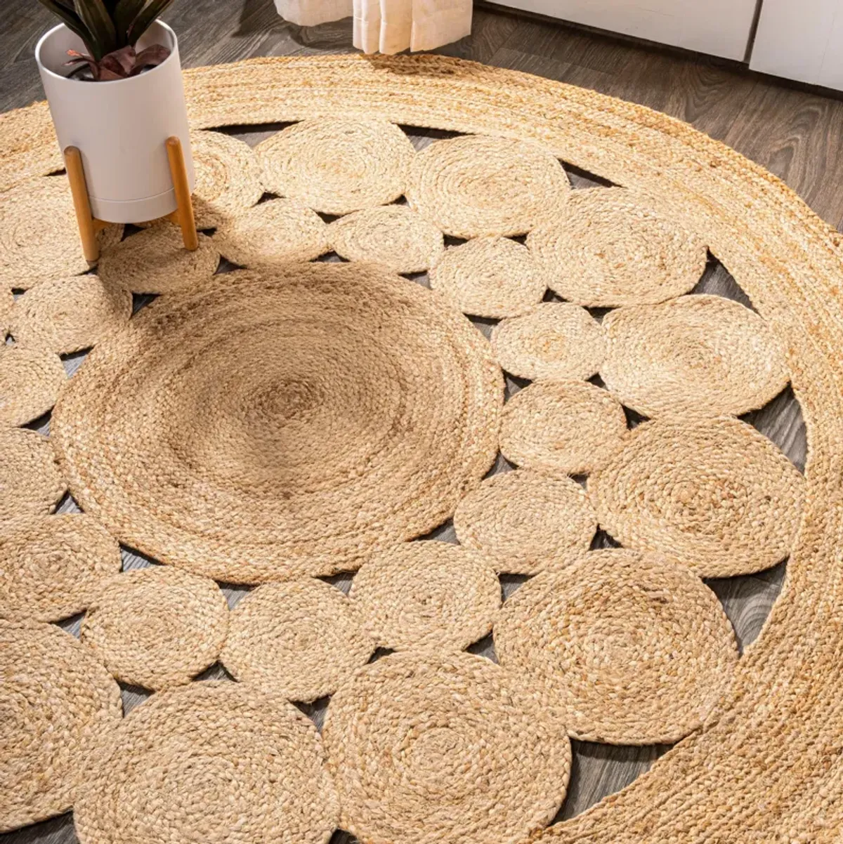 Cassia Round Natural Jute Boho Circle Natural Round Area Rug