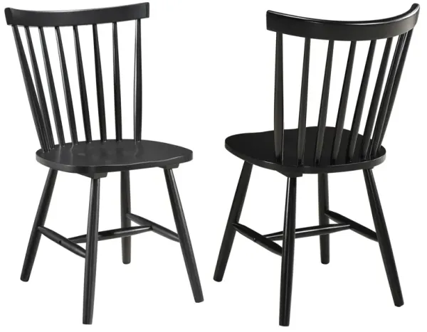 Halie Dining Side Chair Set of 2, Spindle Back, Black Asian Hardwood - Benzara