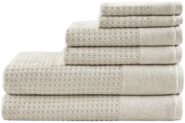 Gracie Mills Dionne Cotton Waffle Jacquard Antimicrobial Bath Towel 6 Piece Set