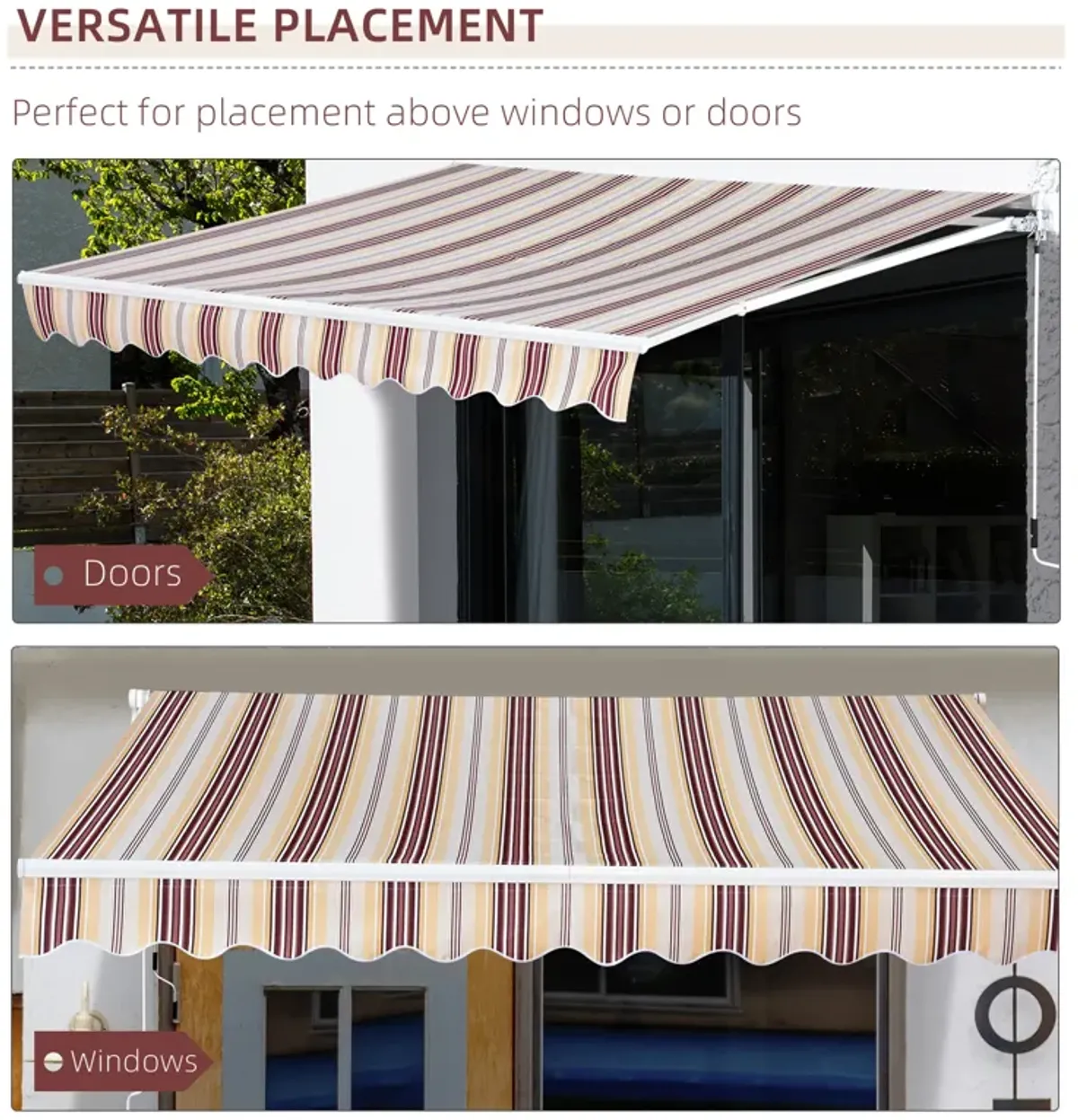 Outsunny 13' x 8' Retractable Awning, Patio Awnings, Sunshade Shelter w/ Manual Crank Handle, UV & Water-Resistant Fabric and Aluminum Frame for Deck, Balcony, Yard, Red