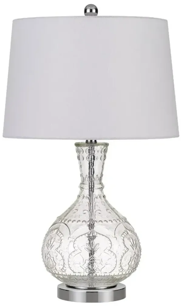 Hivvago 27" Clear Metal Round Table Lamp With White Shade