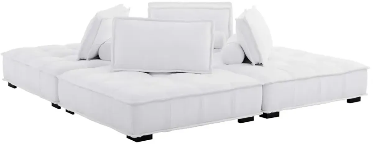 Saunter Tufted Fabric 4-Piece Sectional Sofa White