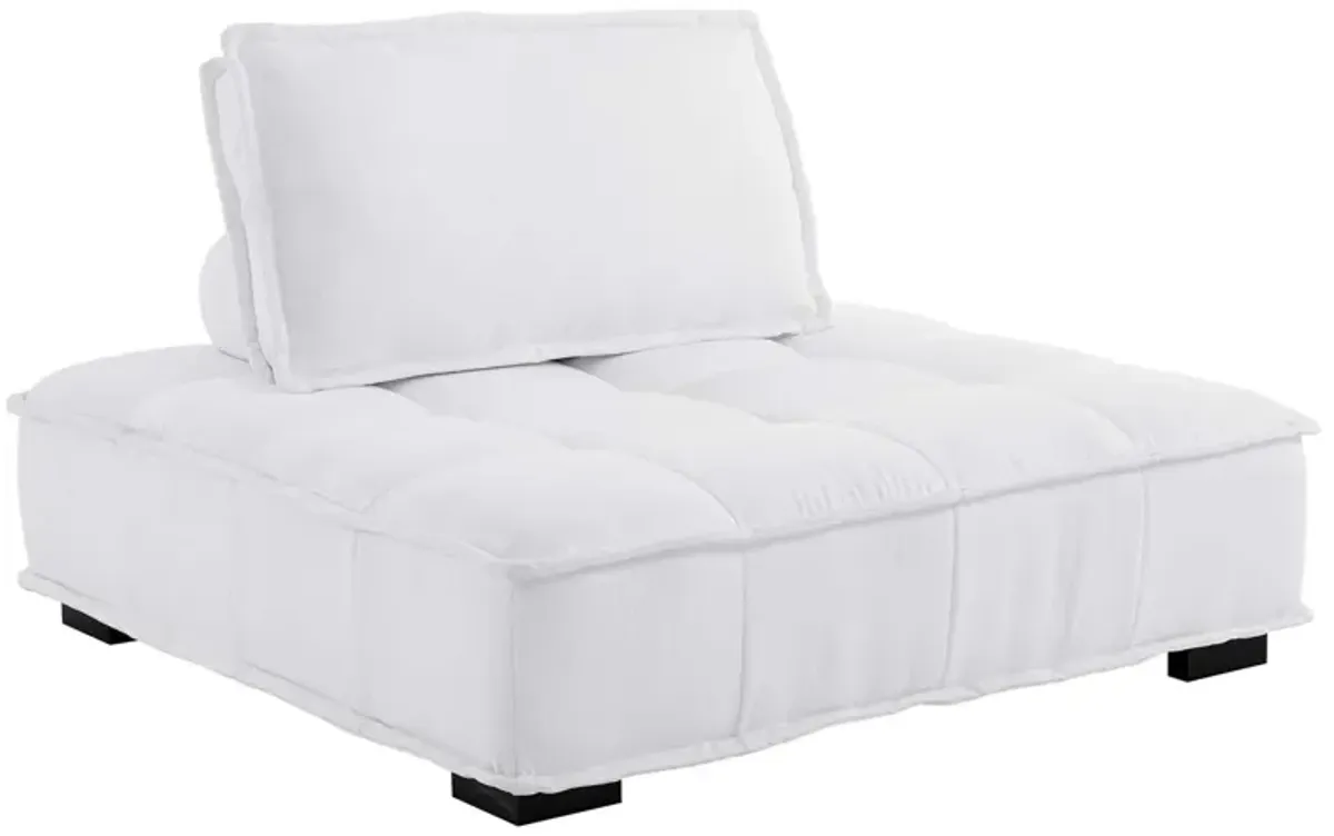 Saunter Tufted Fabric 4-Piece Sectional Sofa White