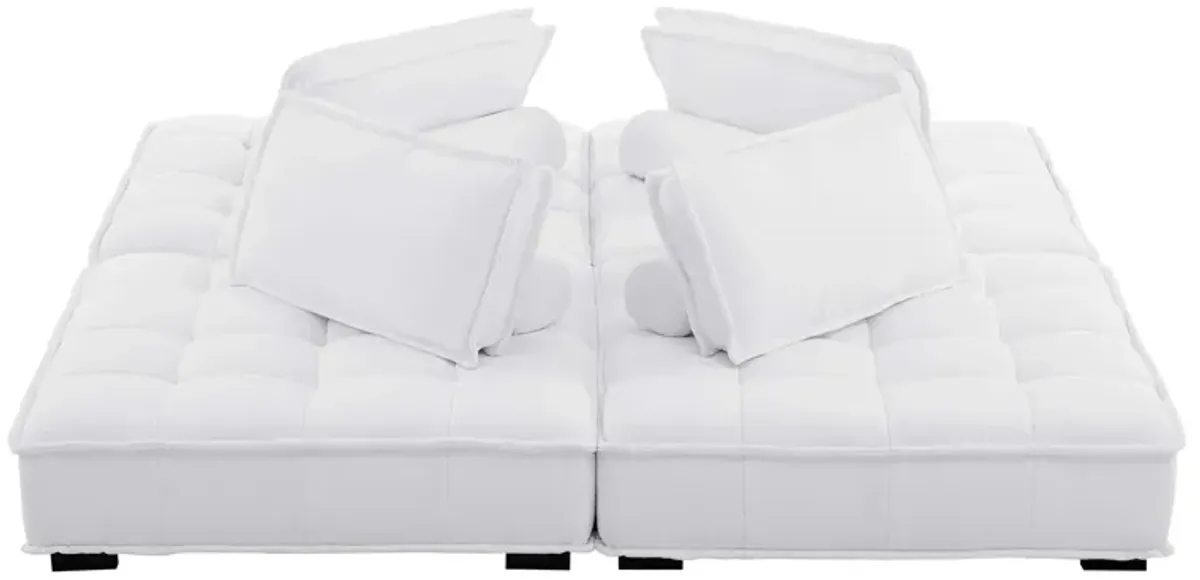 Saunter Tufted Fabric 4-Piece Sectional Sofa White