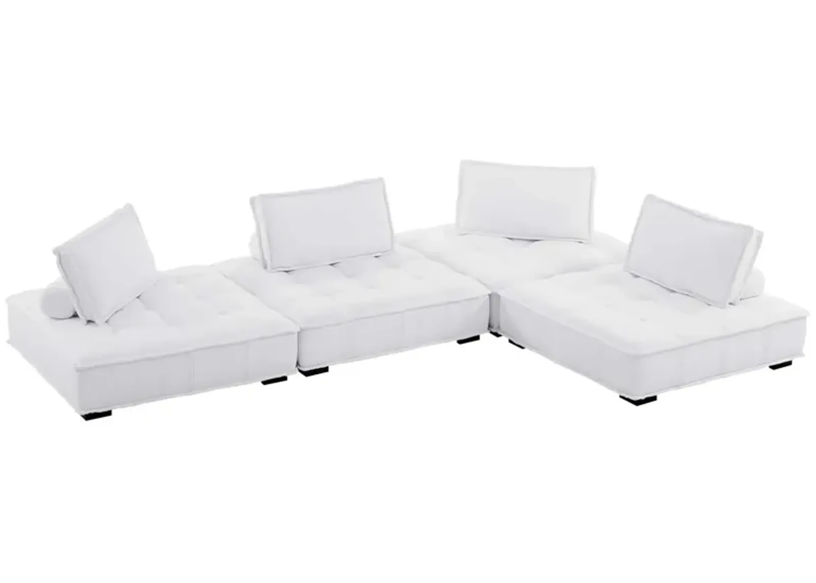 Saunter Tufted Fabric 4-Piece Sectional Sofa White