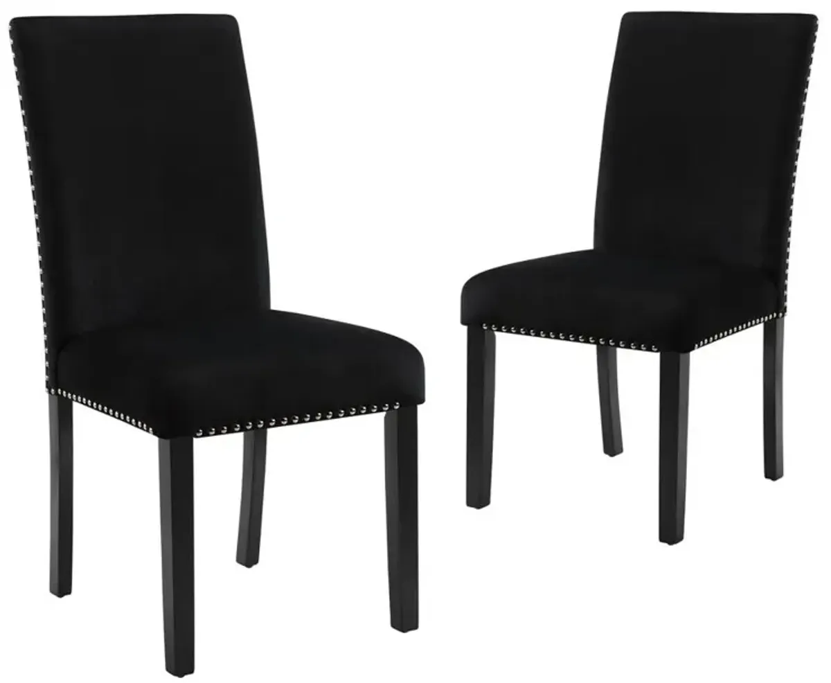 New Classic Furniture Furniture 37.75 Velvet & Wood Dining Chair in Black (Set of 2)