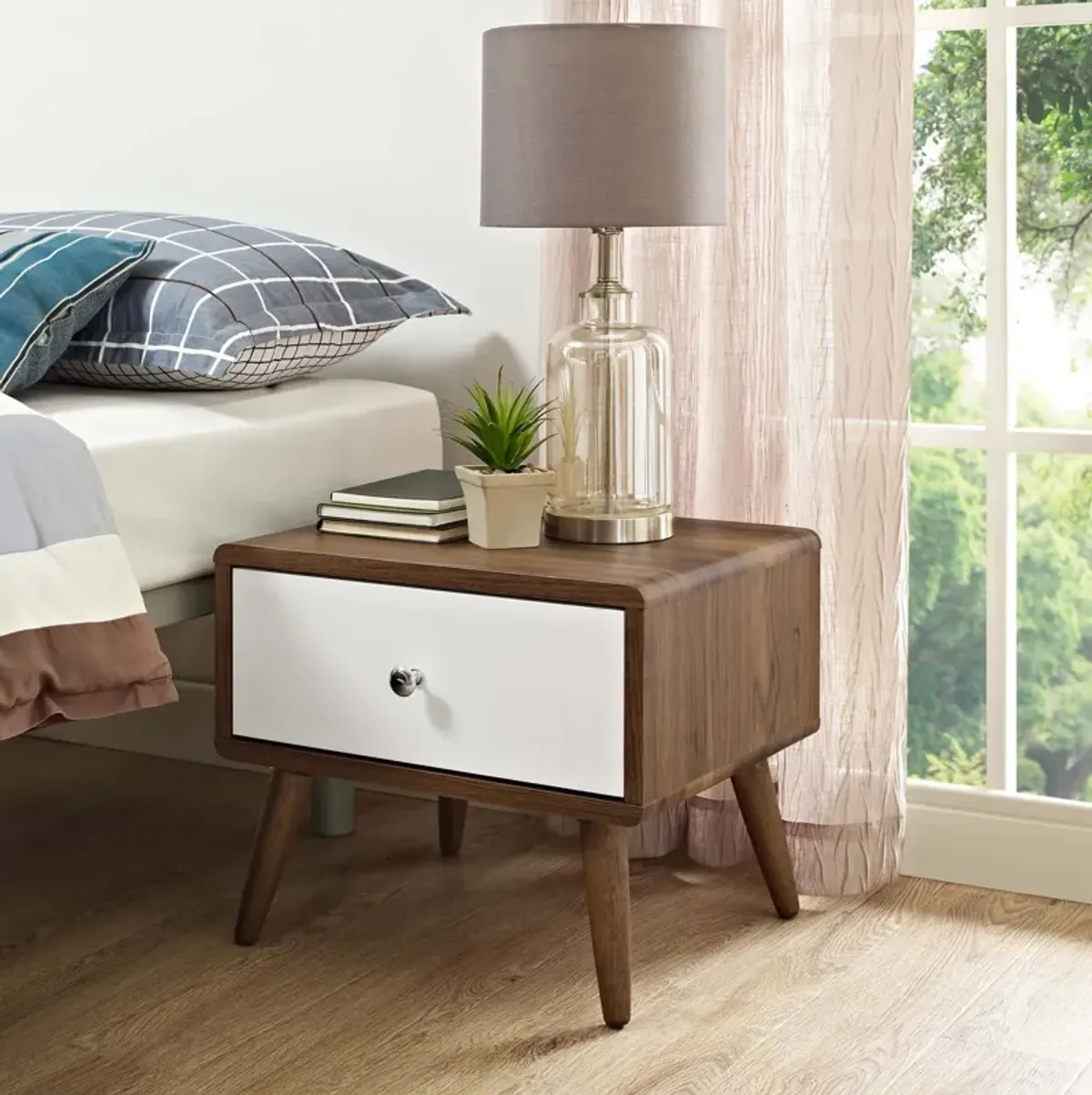 Transmit Nightstand, Walnut White