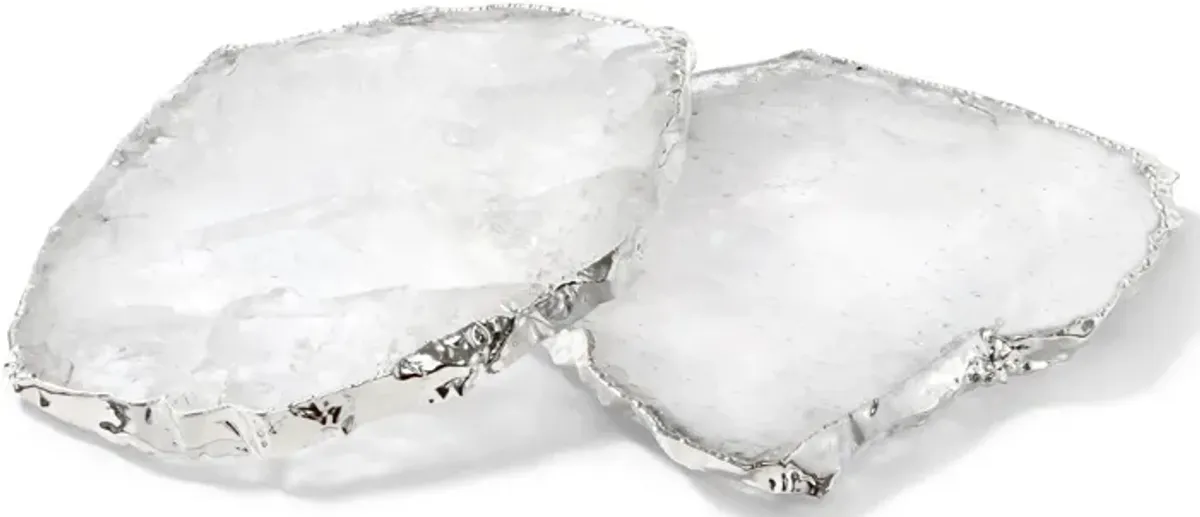 Kivita Coasters, Crystal & Silver, Set of 2