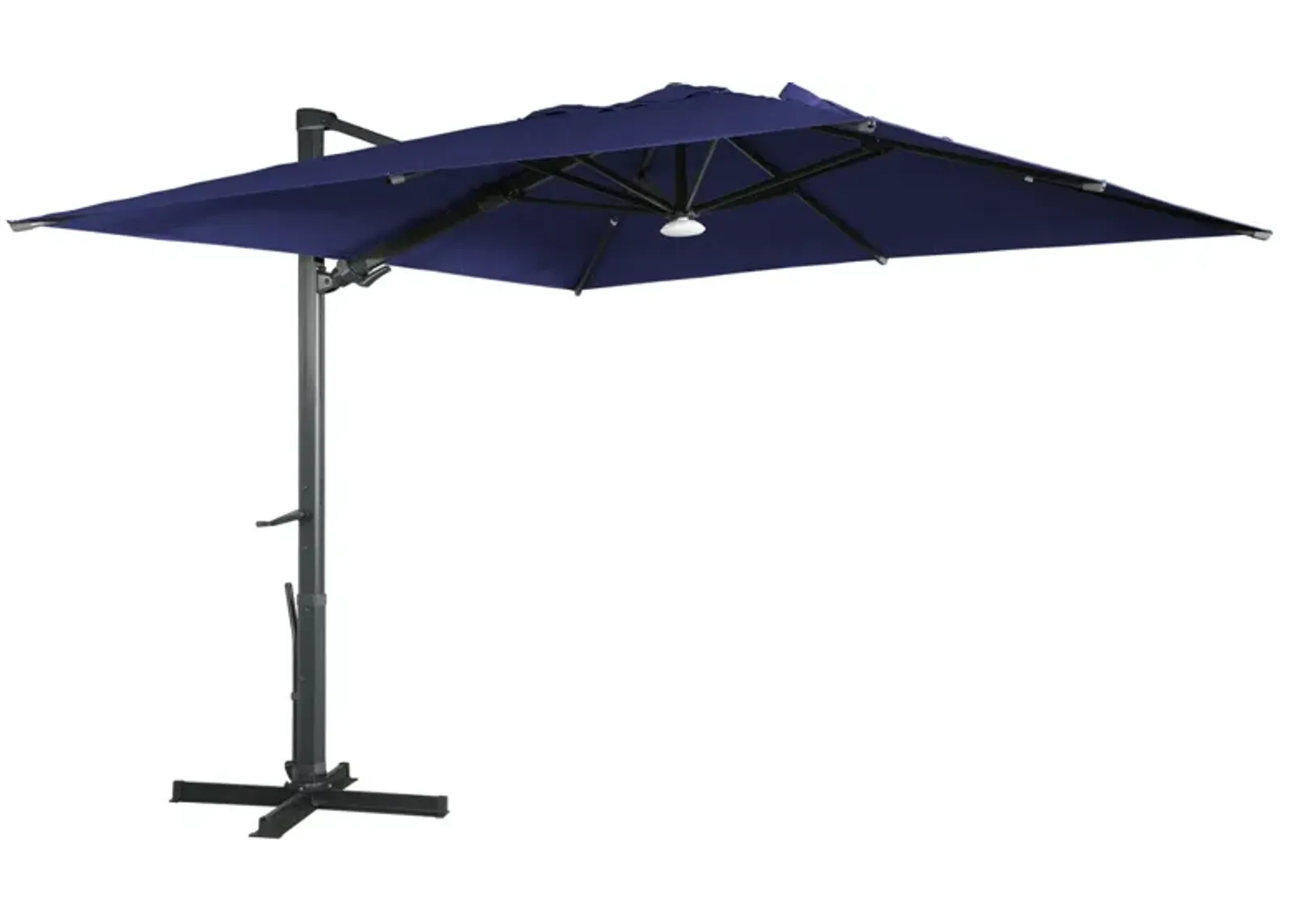 MONDAWE 10ft Square Solar LED Cantilever Patio Umbrella with Bluetooth Light for Outdoor Shade