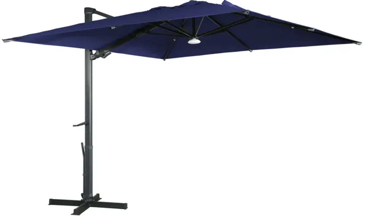 MONDAWE 10ft Square Solar LED Cantilever Patio Umbrella with Bluetooth Light for Outdoor Shade