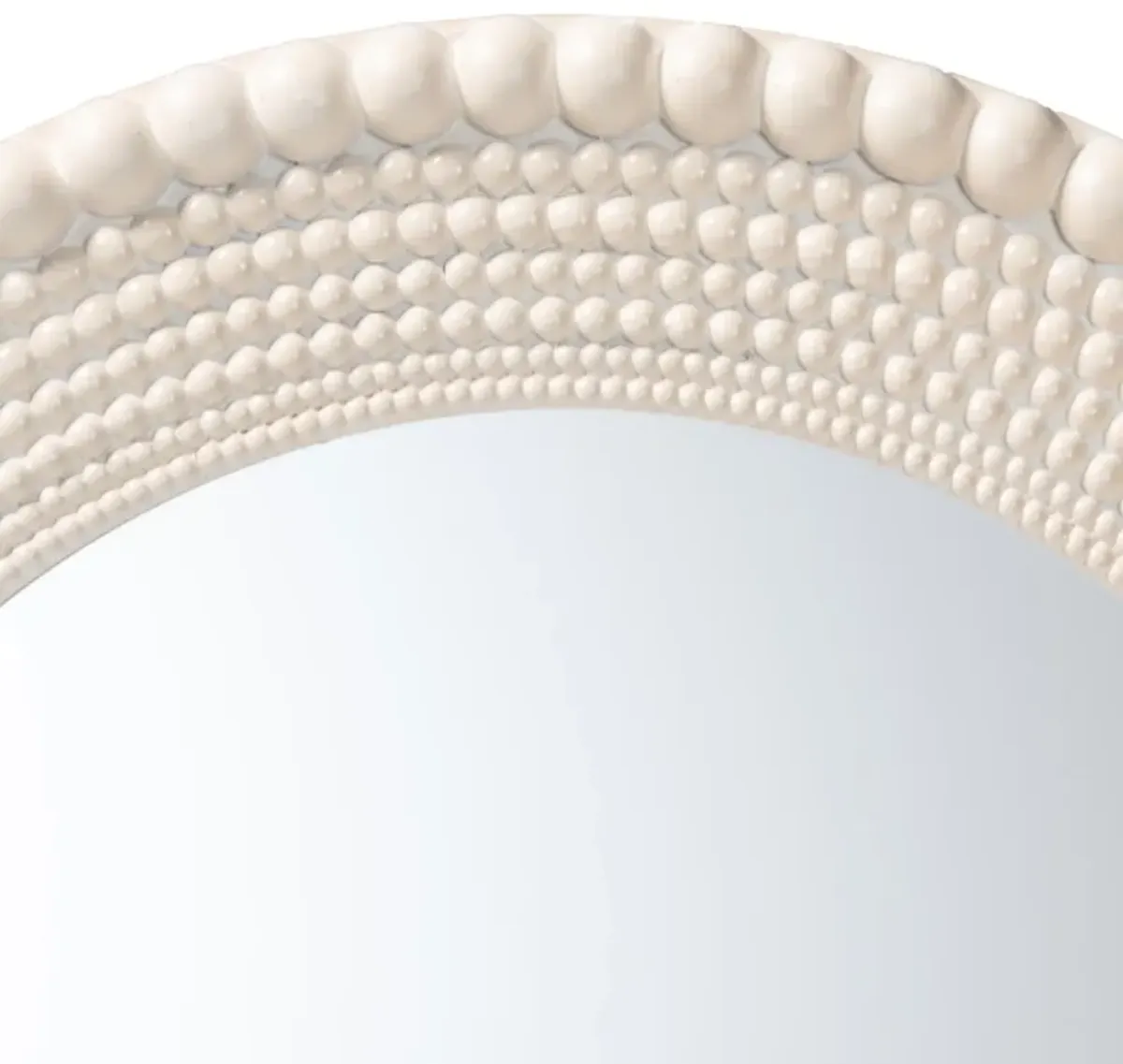 Baxton Studio Grazia Modern Round Beaded framed Accent Mirror in Pearl White