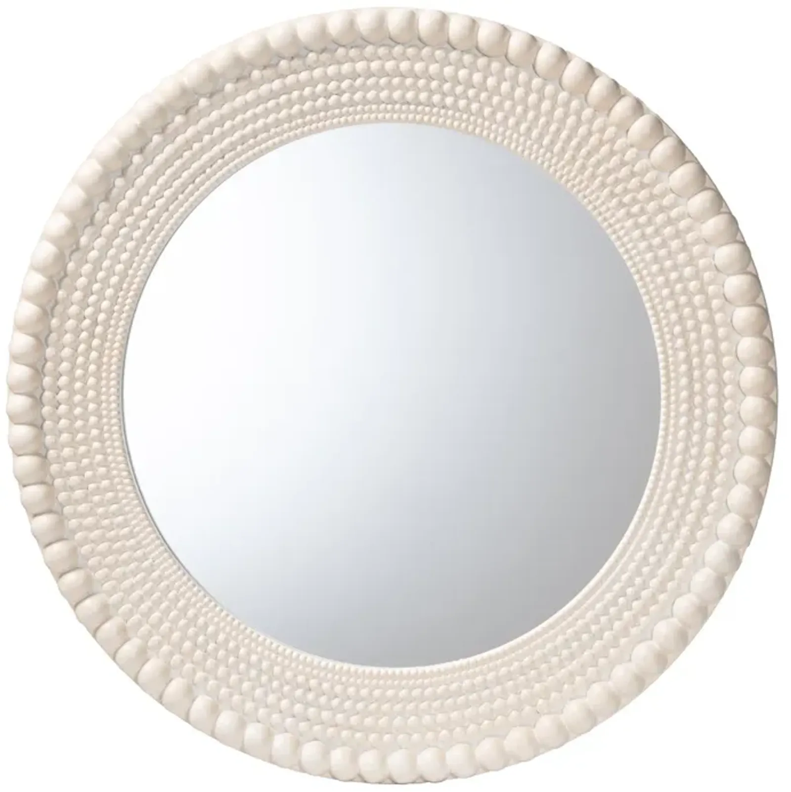 Baxton Studio Grazia Modern Round Beaded framed Accent Mirror in Pearl White