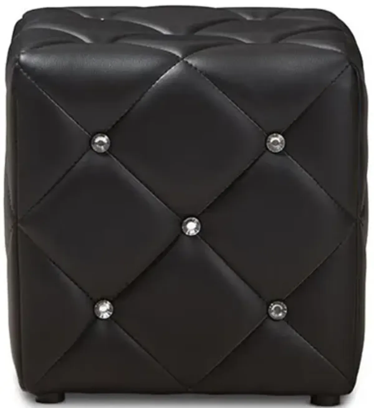 Stacey Modern and Contemporary Black Faux Leather Upholstered Ottoman