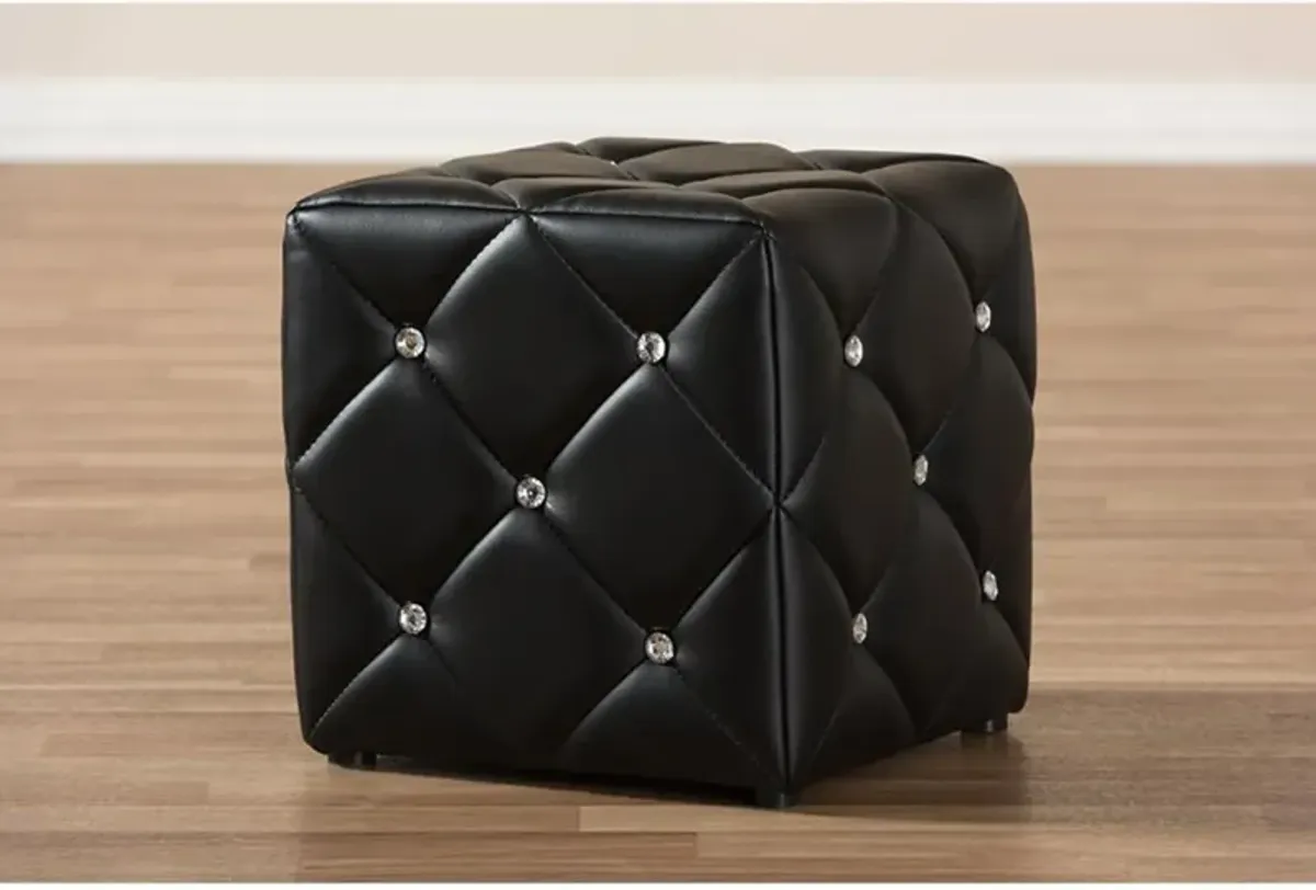 Stacey Modern and Contemporary Black Faux Leather Upholstered Ottoman