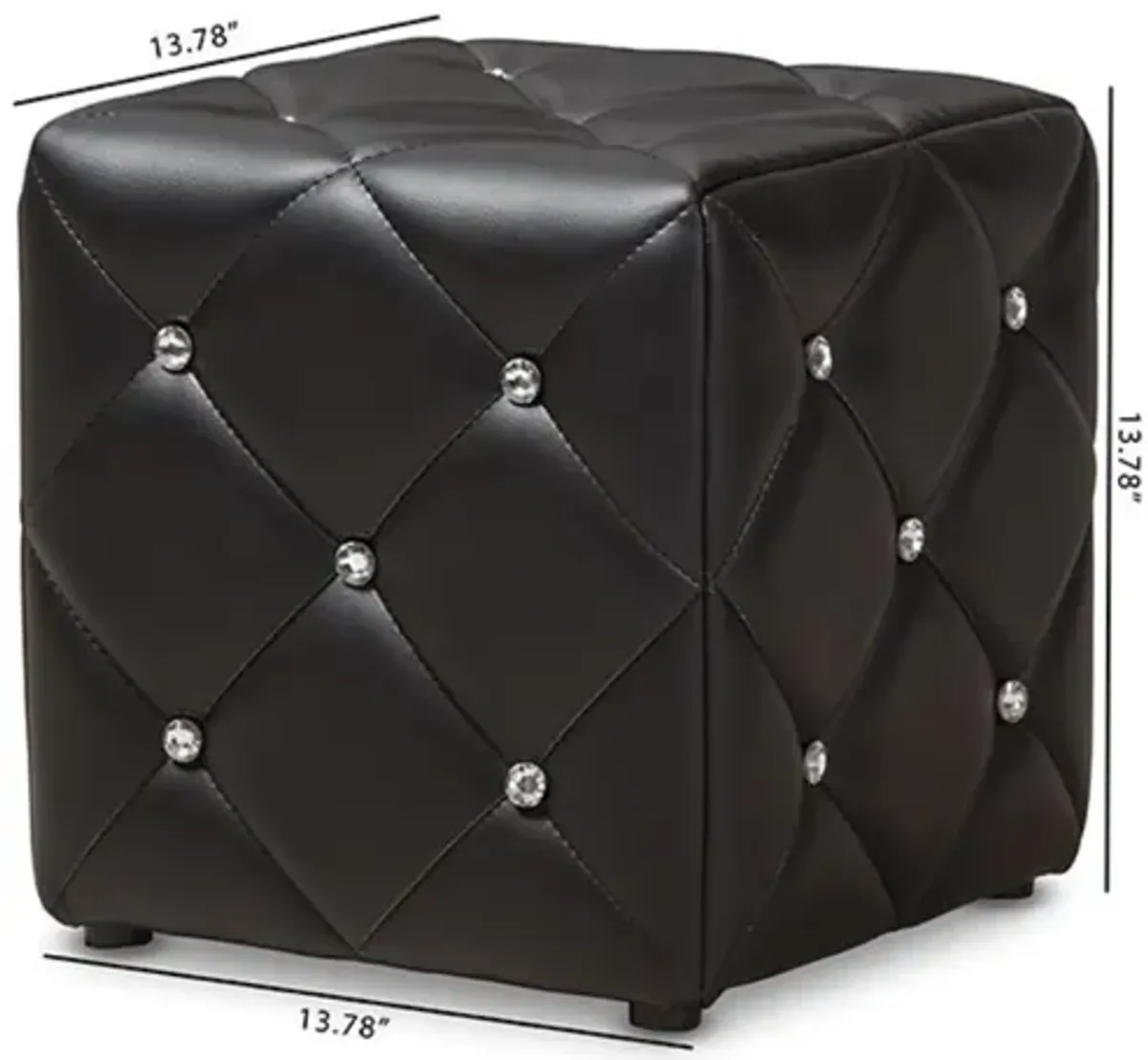 Stacey Modern and Contemporary Black Faux Leather Upholstered Ottoman