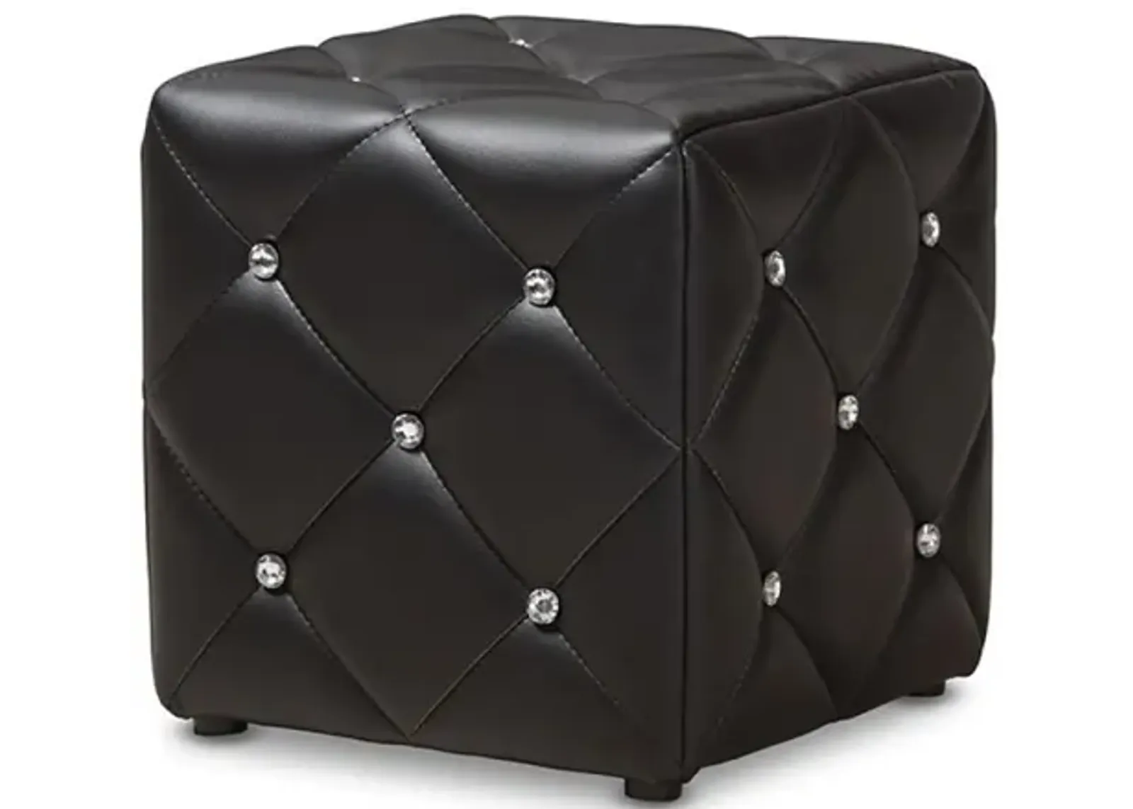 Stacey Modern and Contemporary Black Faux Leather Upholstered Ottoman