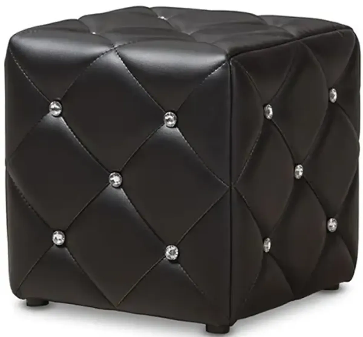 Stacey Modern and Contemporary Black Faux Leather Upholstered Ottoman