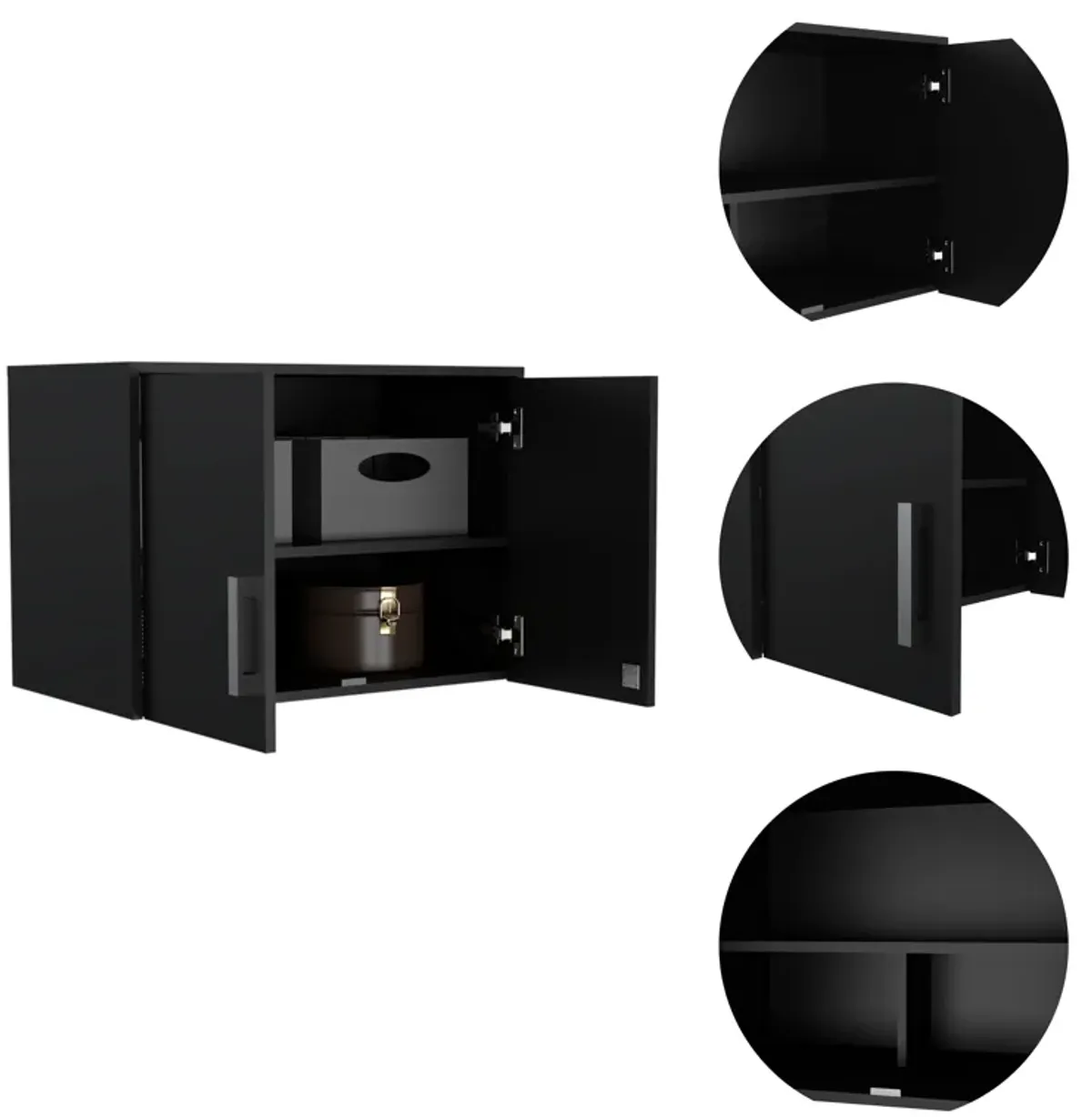 DEPOT E-SHOP Danbury Storage Cabinet-Wall Cabinet, Black