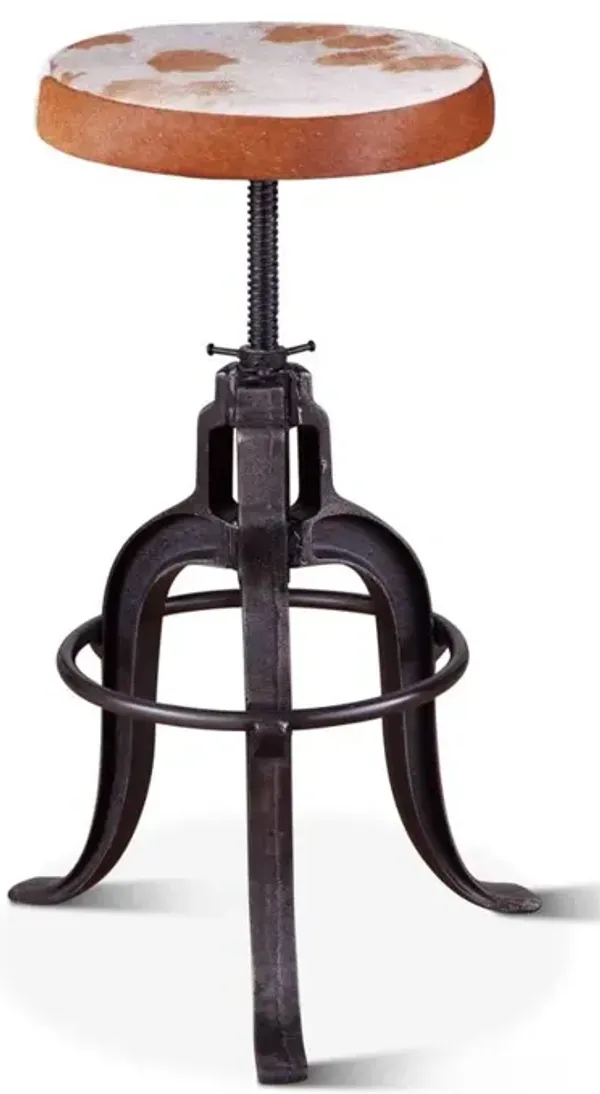 World Interiors Sterling Industrial Adjusting Barstool in Natural Cowhide