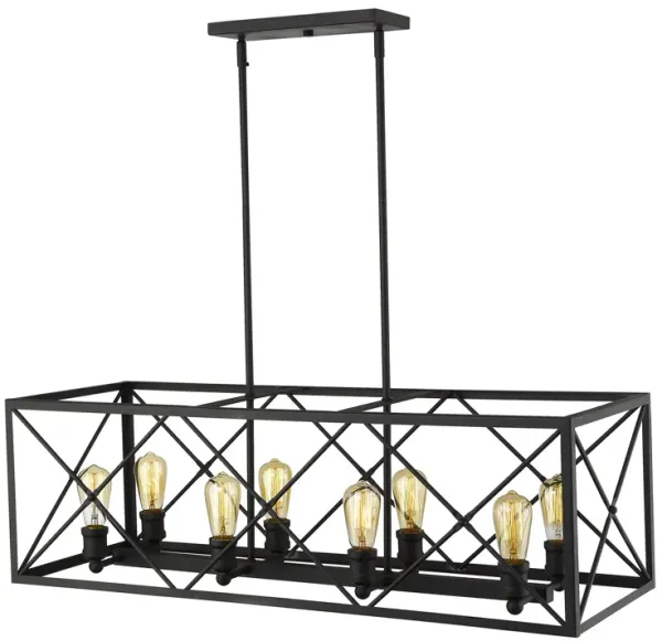 Hivvago Brooklyn 8-Light Matte Black Island Pendant With Metal Framework Shade